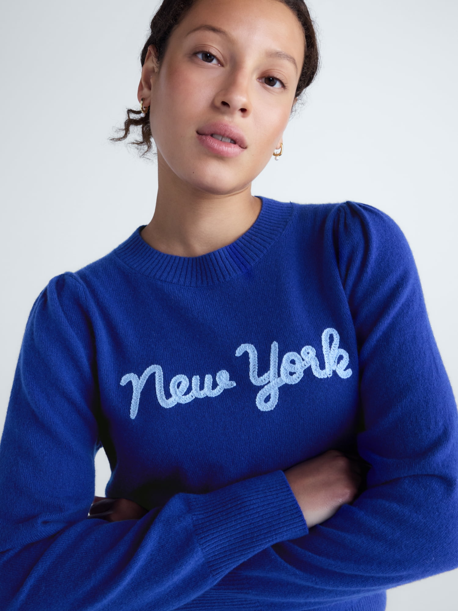 Free Assembly Women's and Plus Cashmere Sweater with Puff Sleeves, Midweight, Sizes XXS-4X
