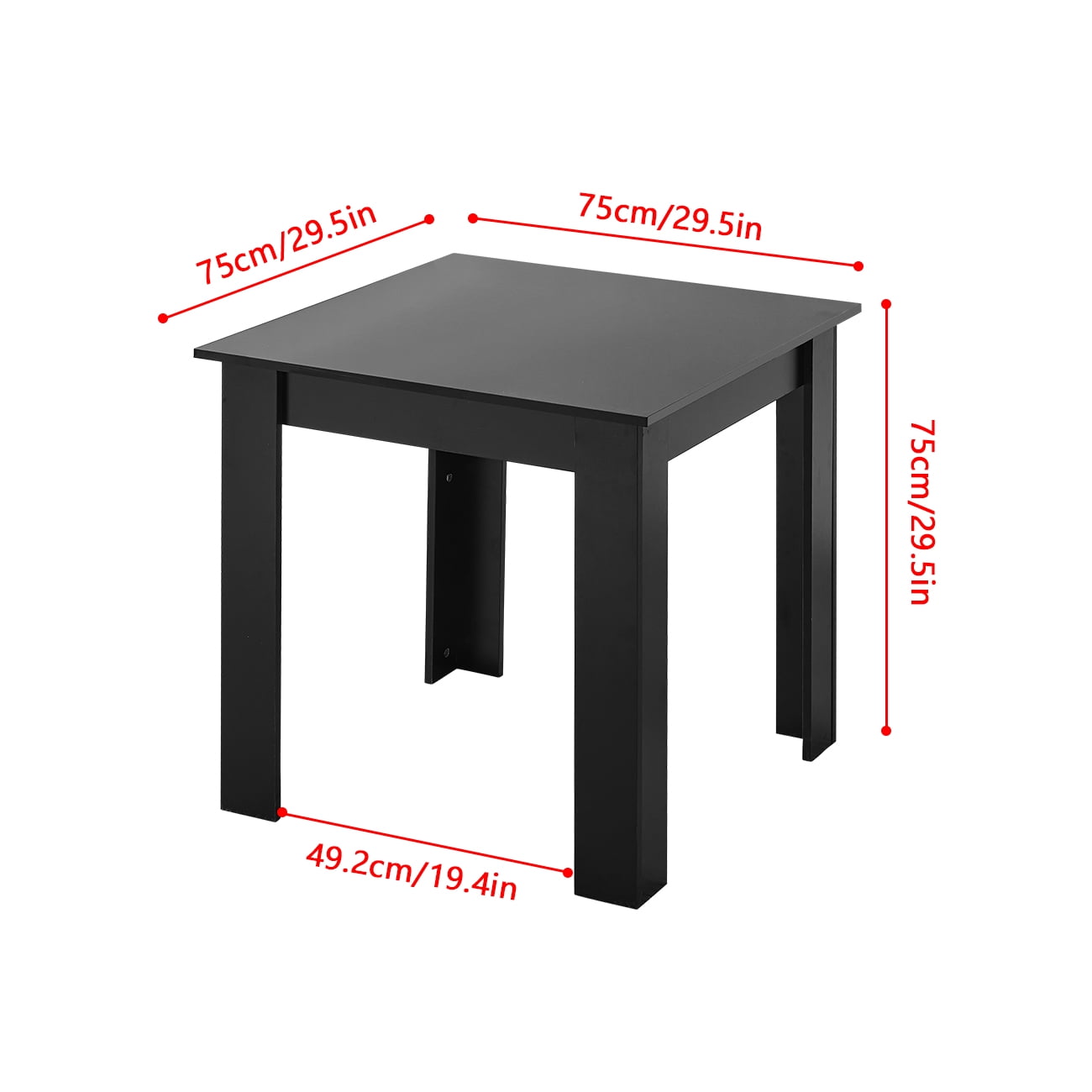 Square Dining Table for 2, Kitchen Table for Small Space,Modern Dining Table 29.5 Inch Kitchen Table with Solid Wood Leg, High Glass Finish Dinner Table Dining Room,Living Room, Office,Black