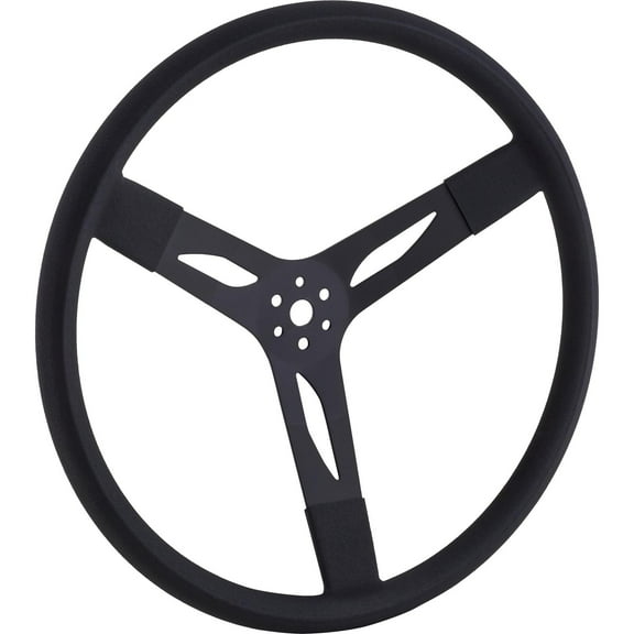 Speedway Motors 17 Inch 3-Spoke Black Steering Wheel with Cushion Grip and 3 Inch Dish, Fits 3-Bolt Quick Release Hubs and Steering Column Adapters for Racing and Performance Use