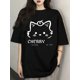 thumbnail image 1 of Women's T-Shirt | Y2K | Cherry Raccoon Graphic | Round Neck, Short Sleeve | Semi-Transparent White | Summer Casual Wear | Breathable & Comfortable | Cute Anime Design | 100% Cotton | Machine Wa, 1 of 6