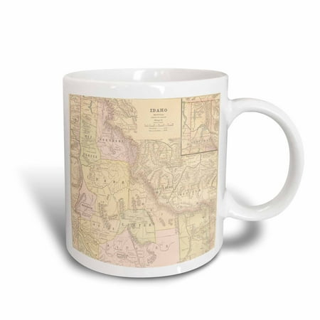 

3dRose Vintage Idaho Map - Ceramic Mug 15-ounce