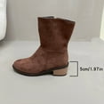 thumbnail image 6 of Suede Ankle Boots Side Zipper Block Heel Fashionable Casual Fall Winter Short Boots Comfortable Versatile Stylish Walking Footwear, 6 of 9