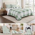 thumbnail image 6 of Twin XL Quilt Set 68''x98'', Sage Green Checkered Lightweight Summer Bedspread Coverlet Set with 2 Pillow Shams, Green White Buffalo Plaid Breathable All Season Quilt Bedding for Dorm/Guest Room, 6 of 9