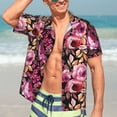thumbnail image 7 of Pofeuu Rose Flowers Print Hawaiian Shirt for Men Sleeves Casual Button Down Summer Beach Dress Shirts T-Shirts,Medium, 7 of 7