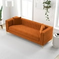 thumbnail image 5 of Kali Mid Century Modern Style Velvet Square Arm Living Room Couch in Orange, 5 of 6