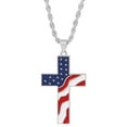 thumbnail image 2 of Joernso Men Necklace Polished American National Flag Print All Match Faith Colorful Cross Shape Men Pendant for Gift, 2 of 8