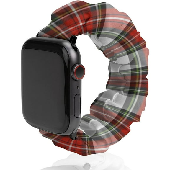 Christmas Plaid Red Tartan Check Compatible with Apple Watch Band 38mm 40mm 42mm 44mm Women Men, Soft Silicone Sport IWatch Bands Replacement Strap Compatible for IWatch Series 7 6 5 4 3 2 1 SE