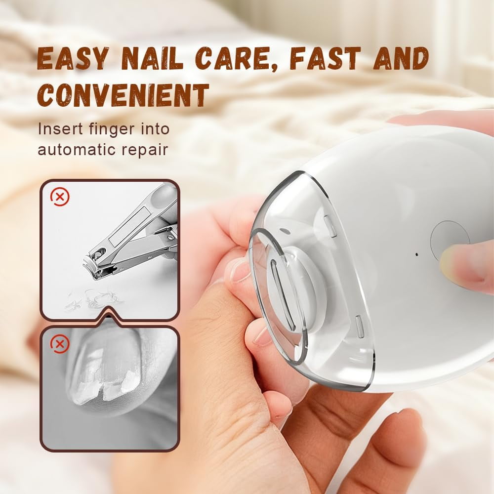 Universal Automatic Fingernail Grinder, Electric Nail Clipper with LED Light and 3 Speed Settings for Safe Nail Care, Smart Fingernail Clipper Perfect for Seniors and Baby (2pcs)