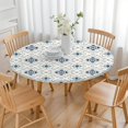 thumbnail image 3 of Fitted Round Tablecloth with Botanical Floral Print, Stretch Edge Design, Made of Durable Polyester, Fits 44-52 Inch Tables for Indoor or Outdoor Use, 3 of 7