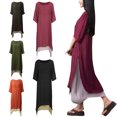 thumbnail image 4 of Nuevas mujeres Vestido de época Dividir el dobladillo irregular Ocasional Boho Largo Maxi vestidos N Tomshoo Marrón 5XL, 4 of 7
