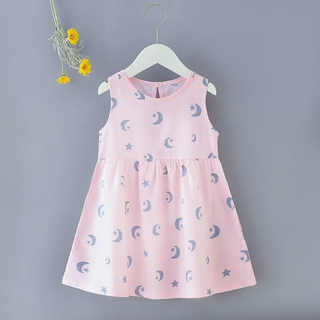 

WHLBF Summer Toddler Baby Girls Sleeveless Dress Graphic Print Children s Clothing Watermelon Red 3-4 Years