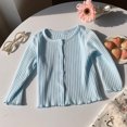 thumbnail image 3 of Grblisyd Girls Button Down Cardigan Kids Long Sleeve Crewneck Uniform Knit Sweater, 3 of 4