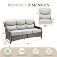 thumbnail image 5 of Opohoro 71" Wide Brown Wicker Patio 3-Seat Couch, Weather Resistant Rattan Outdoor Furniture Sofa with Deep Seat for Patio Backyard Porch, Beige Cushion, 5 of 10
