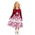 thumbnail image 2 of Angala 2 Piece Outfits For Girls Crew Neck Sleeveless Floral Pattern Dress With Solid Knit Cardigan Set Girls Fall Season Wear Clothes, 2 of 9