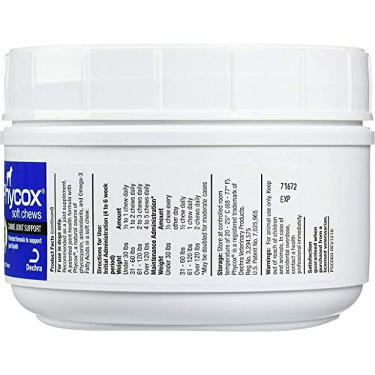 Dechra Phycox Joint Support Soft Chews for Dogs Anti Inflammatory Antioxidant Supplement 60ct Walmart