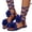 Blue, variant on Women's Lace Up Flat Sandals Flower Rome Ruffle Strappy Sandal Casual Woven Ankle Strap Slip On Dress Shoes Brown Size 9