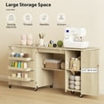 thumbnail image 4 of HOMCOM Folding Sewing Table with Drop Leaf, Rolling Craft Table, Natural, 4 of 10
