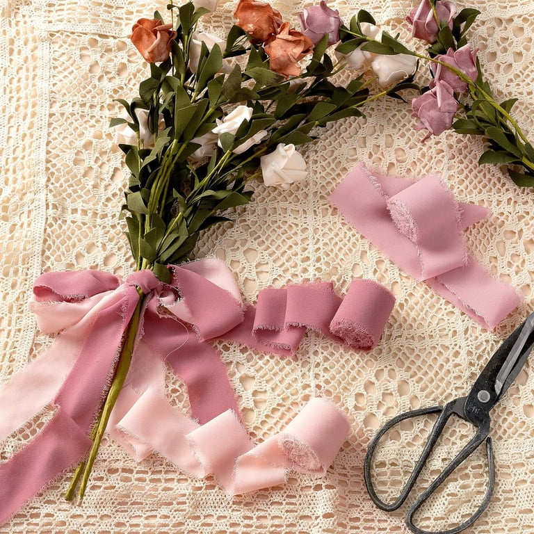 38 Yards Pink Sheer Organza Ribbon - 2 Inch Wide Transparent Chiffon Ribbon For Gift Wrapping, Wedding, Crafts