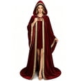 thumbnail image 7 of SAWOBUUN Velvet Wizard Robe with Hood and Sleeves Men Women, Halloween Vampire Witch Wizard Cloak Renaissance Medieval Cape, 7 of 7