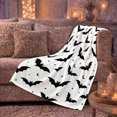 thumbnail image 5 of Black Bats with Crescent Moons on White, Spooky Graphic Style for Halloween Lovers, Night Bat Pattern and Halloween Gift, Cozy Flannel Blanket for Family Room and Playroom, Home Decor, 5 of 8
