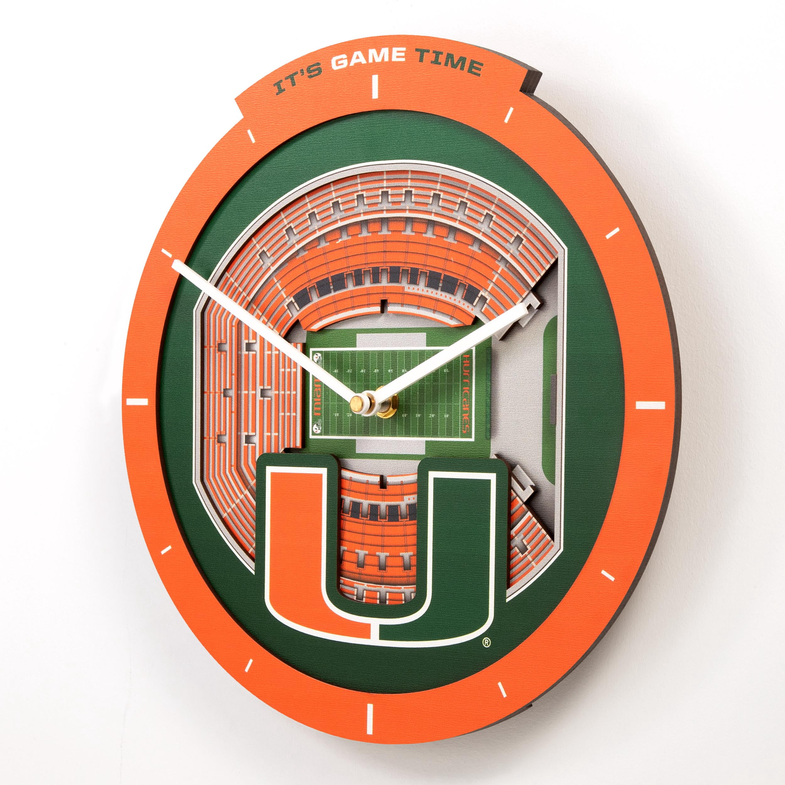 YouTheFan NCAA Miami Hurricanes Stadiumview 3D Wall Clock