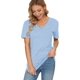 thumbnail image 3 of Camiseta TODOLOR lisa con cuello en V y manga corta para mujer, color azul cielo, 3 of 5