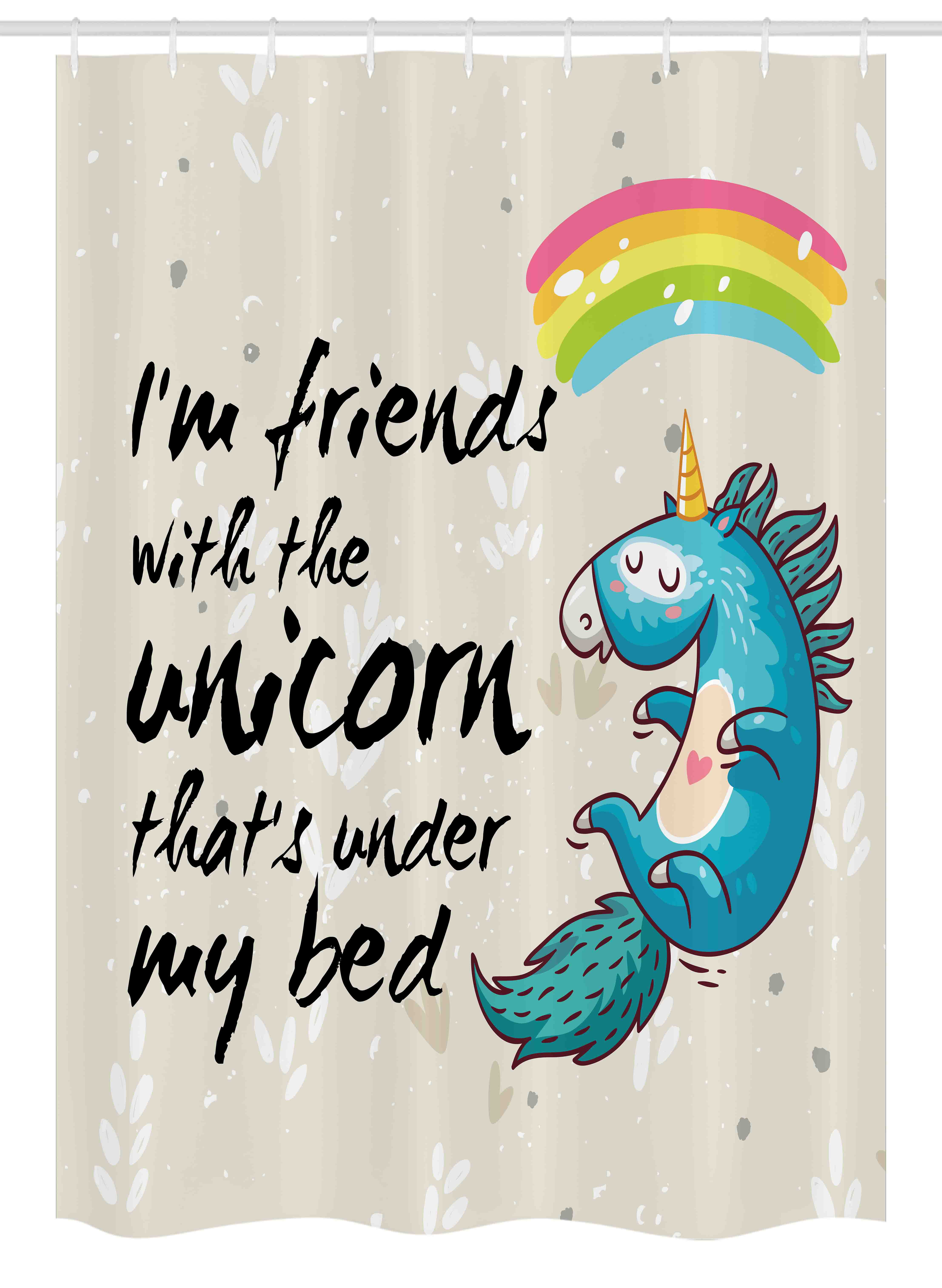 Cartoon Unicorn For Kids Dream Waterproof Fabric Shower Curtain Bathroom 71Inch 