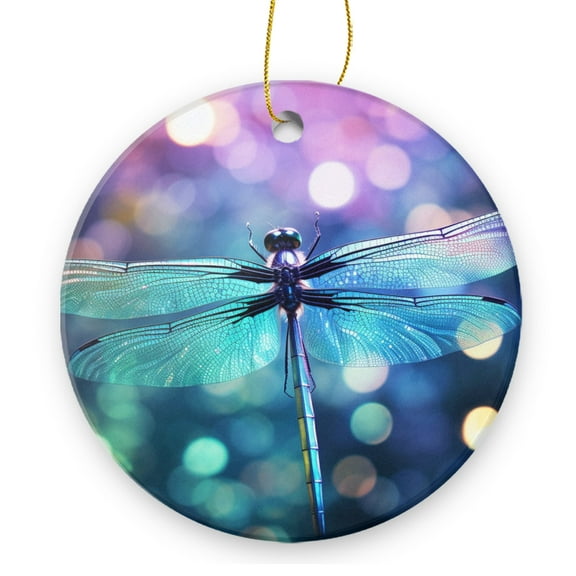 Dragonfly With Iridescent Wings - Christmas Ornament Xmas Keepsake Ceramic Ornaments Holiday Decorations for Tree Christmas Gift Ideas 2.95in