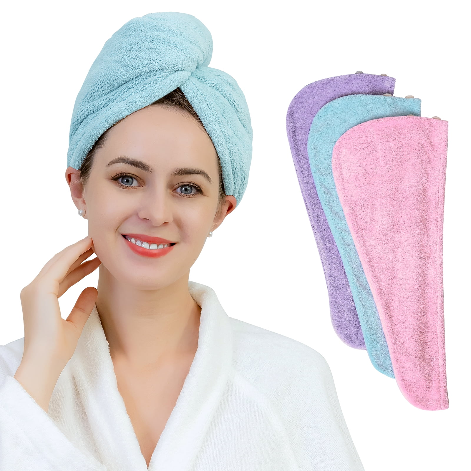 Microfiber Hair Towel Wrap for Long Thick Curly Hair, Twisty Turban