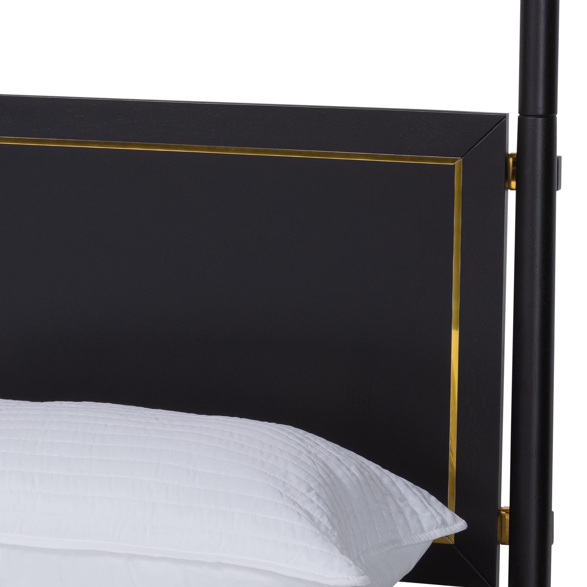 Baxton Studio Four-Poster Art-Deco Platform Bed, King, Black