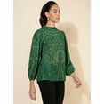thumbnail image 4 of Janasya Women's Green Georgette Digital Printed Regular Top, 4 of 7