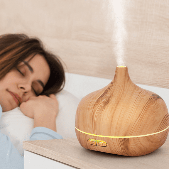 550ml Ultrasonic Essential Oil Diffuser Aromatherapy Cool Mist Diffuser Wood Grain Waterless Shut Off for Home Office Bedroom