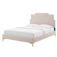 thumbnail image 1 of Platform Bed Frame, Queen Size, Velvet, Pink, Modern Contemporary Urban Design, Bedroom Master Guest Suite, 1 of 10