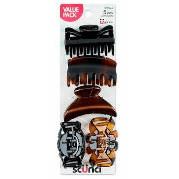Rite Aid Scunci Jaw Clips, Assorted Types - 5 ct