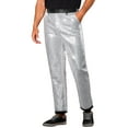 thumbnail image 4 of INSPIRE CHIC Men's Pants Metallic Sequin Dress Party Style Regular Fit Trousers 28 Silver, 4 of 6