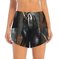 thumbnail image 2 of Goofa Black And Gold White Horse Printed Women 2 in 1 Running Shorts,Quick Dry Athletic Workout Shorts,High Waisted Athletic Shorts with Liner Pockets-Small, 2 of 9