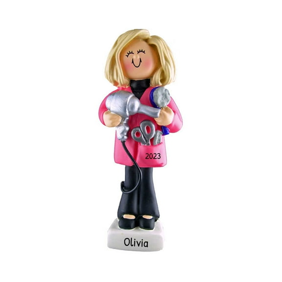 Personalized Hairdresser Ornament 2024 - Hair Stylist Ornaments for Christmas Tree, Beautician Gifts for Women, Hairstylist Christmas Ornaments - Blonde - Free Customization