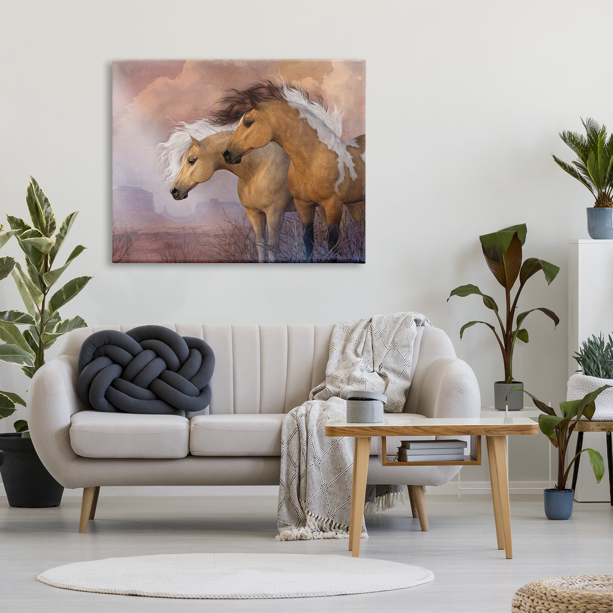 Stupell Industries Horse Duo at Sunset Animals & Insects Painting Gallery Wrapped Canvas Art Print Wall Art, 48 x 36