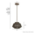 thumbnail image 6 of Hunter - Brookhollow 1-light Sable Rattan, Medium Size Pendant Light, Dimmable, Casual Style, Geometric Shaped, for Bedrooms, Dining, Living Rooms - 13215, 6 of 7
