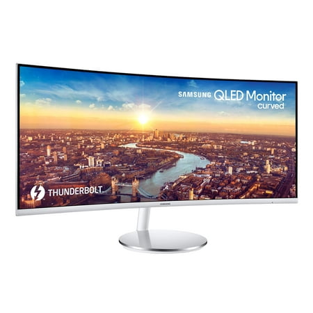 Refurbished Samsung LC34J791WTNXZA 34 Inch CJ791 Ultrawide Curved monitor, Curved Gaming Monitor with Speakers, Macbook compatible, Thunderbolt 3, QLED, 100hz, White