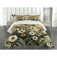thumbnail image 3 of Ambesonne Floral Eucalyptus Quilted Bedspread Set 3 Pcs, Century&nbsp;Modern, Queen Size, Amber Laurel Green, 3 of 5