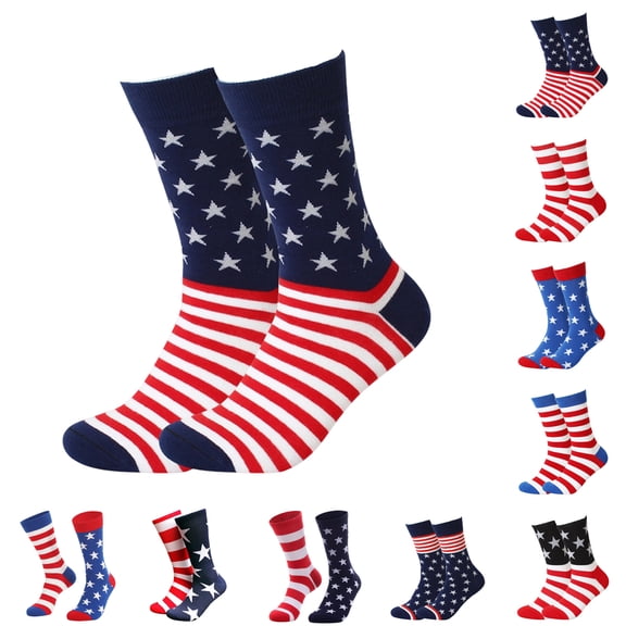 American Flag Socks Stars Stripes Patriotic Socks for Men and Women Blue One Size