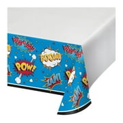 Party Central Club Pack of 12 Blue and White Superhero Slogans Tablecloths 88"