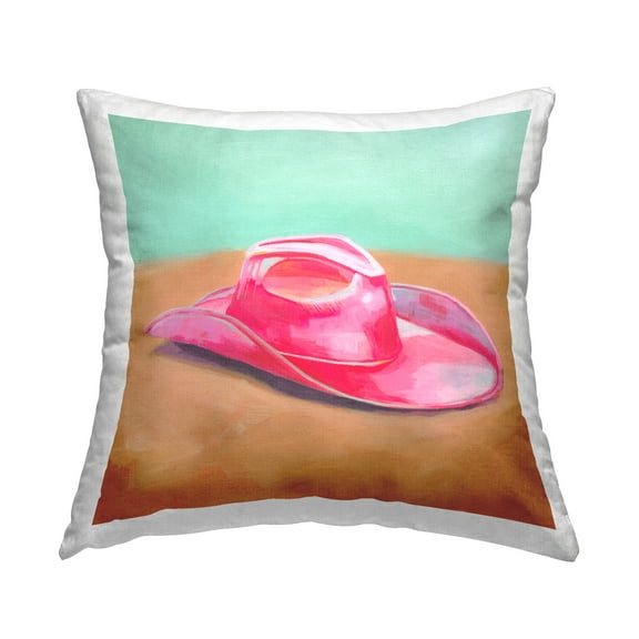 Stupell Industries Pink Cowgirl Hat Decorative Printed Throw Pillow Design by Grace Popp .