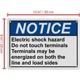 thumbnail image 2 of Industrial ANSI Shock Hazard Sign - 8"x12" Weatherproof, Plastic UV Resistant (Warning Electric shock hazard Do not touch terminals Line/load energized), 2 of 7
