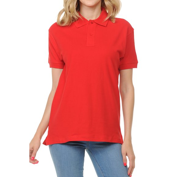 Basico Polos à Col (Rouge) pour Femmes 100 % Coton à Manches Courtes Polos de Golf pour Femmes et Adolescentes
