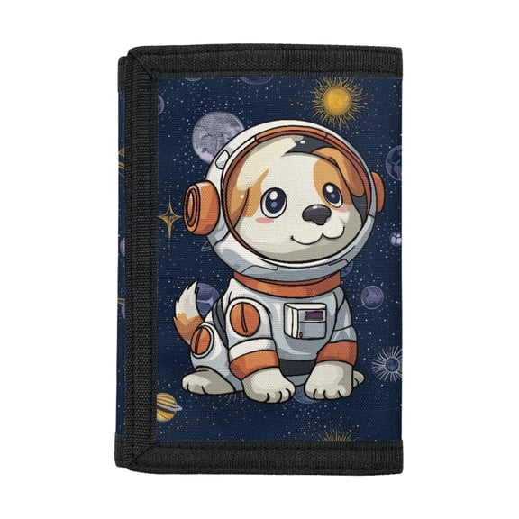 Chririnla Celestial Space Pattern Portable Trifold Card Holders, Elastic Polyester Children's Wallet Lightweight Coin Purse Organizer for Outdoor Sports Daily Use