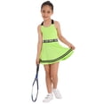 thumbnail image 2 of YUUMIN Girls Tennis Golf Dress Sleeveless Letters Print A-line Dress with Shorts Set for Gym Sport Fluorescent Green 14, 2 of 7