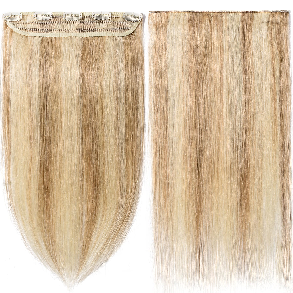 SEGO Clip in Hair Extensions Human Hair 3/4 Full Head 100% Real Remy Thick Hair Extensions Silky Straight Balayage Blonde Hair Pieces