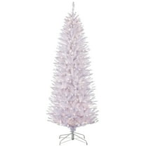 Puleo International 7.5 ft Pre-Lit White Pencil Fraser Fir Artificial Christmas Tree with 350 UL-Listed Clear Lights